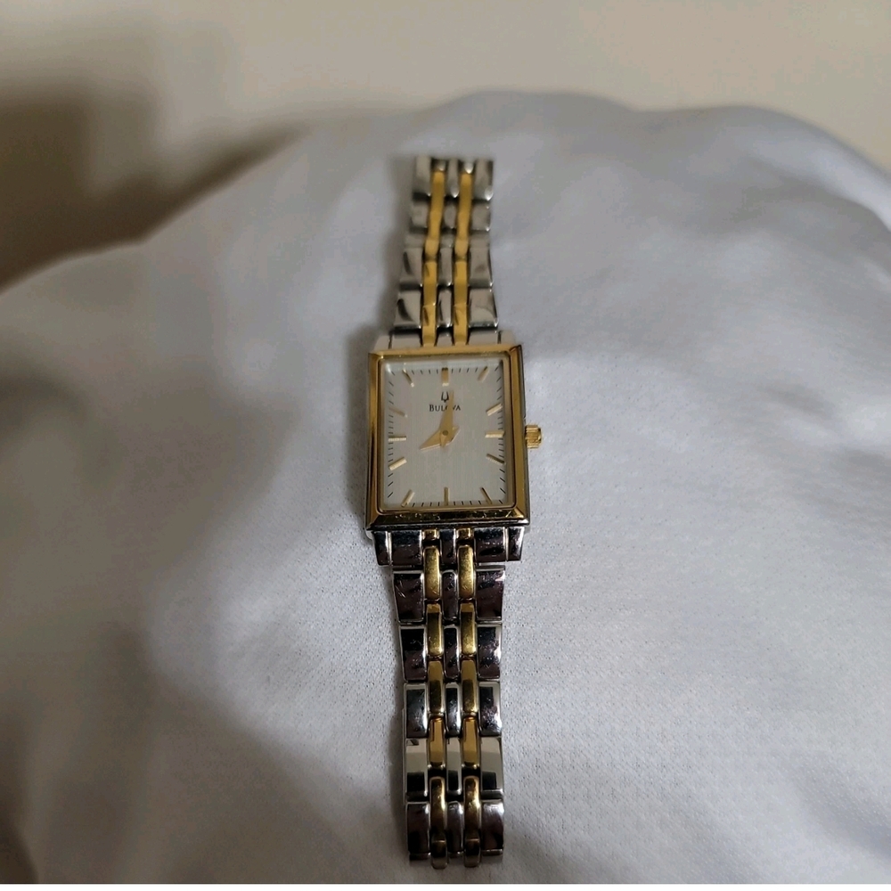 Bulova Caravelle 45L40 Watch - Two Tone - Rectangle - New Battery -Works